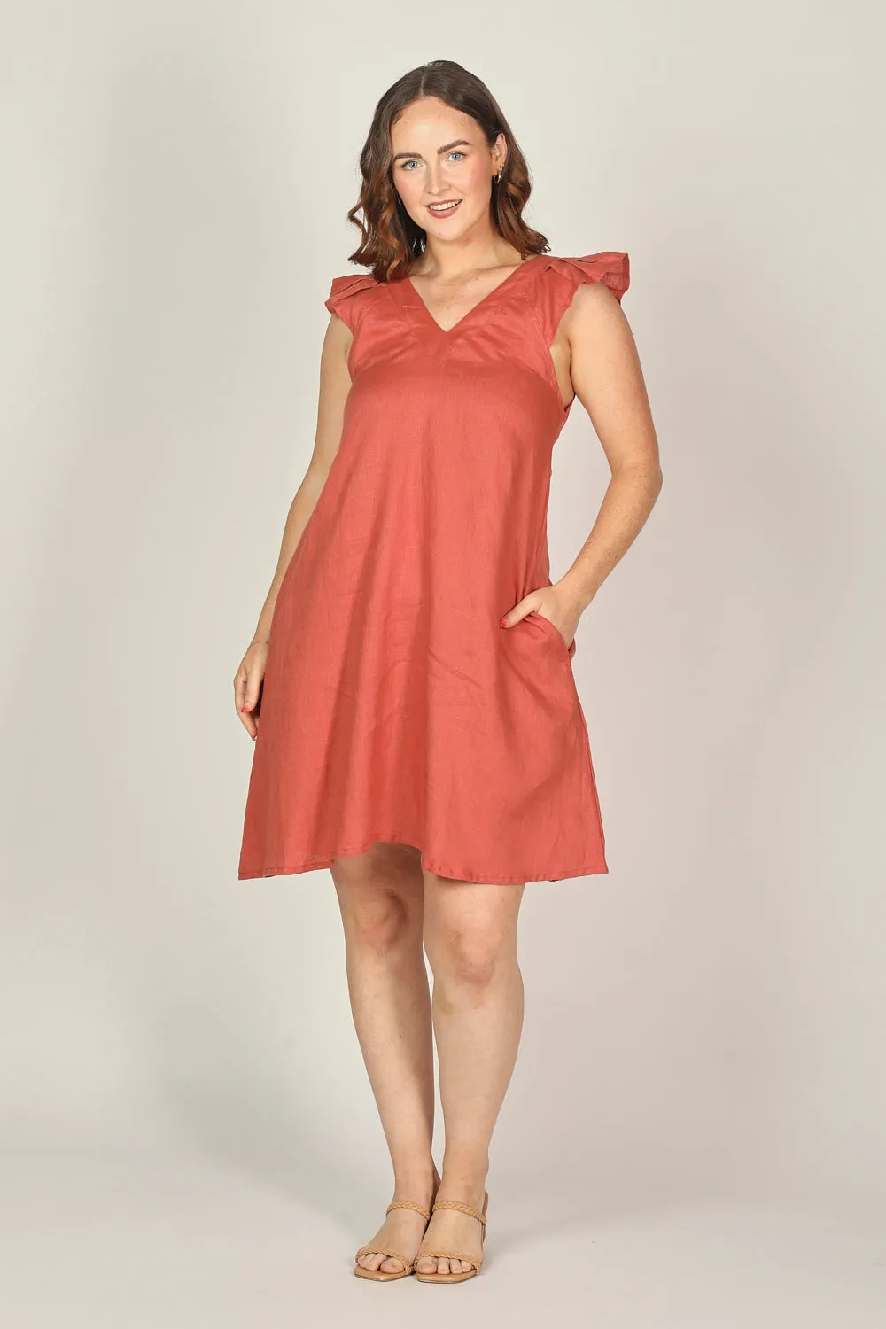 Rivka Linen Short Dress in Desert Rose sold by Adrift product image thumbnail 5
