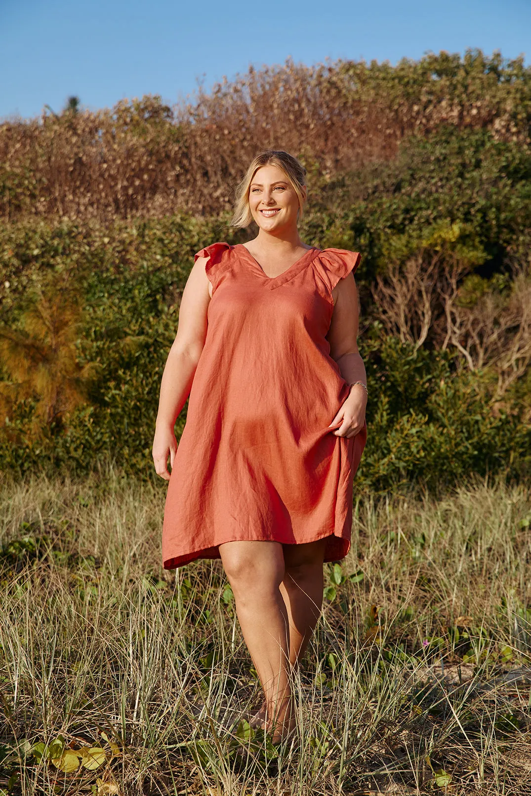 Rivka Linen Short Dress in Desert Rose sold by Adrift product image thumbnail 4