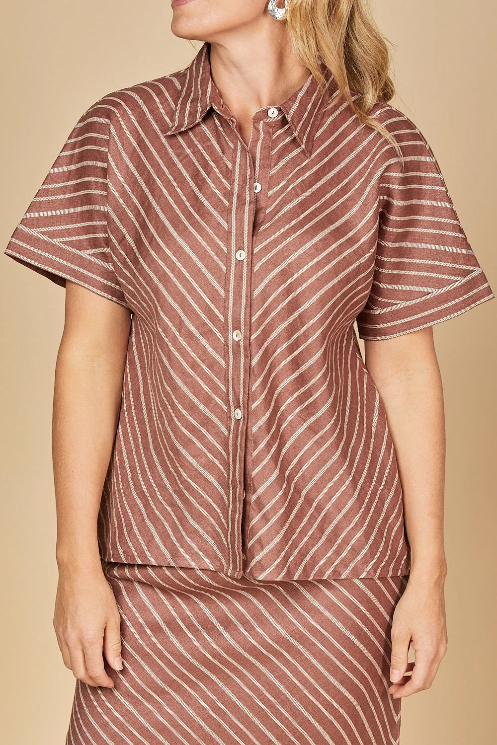 Carmen Linen Shirt in Nutmeg sold by Adrift product image thumbnail 3