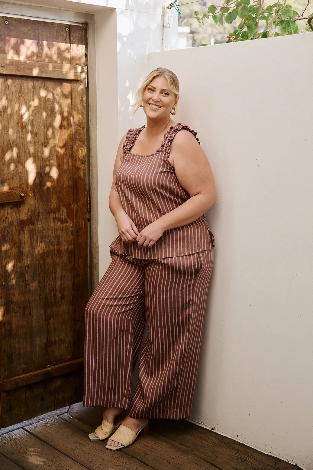 Liliana Linen Wide Leg Pant in Nutmeg sold by Adrift product image thumbnail 4