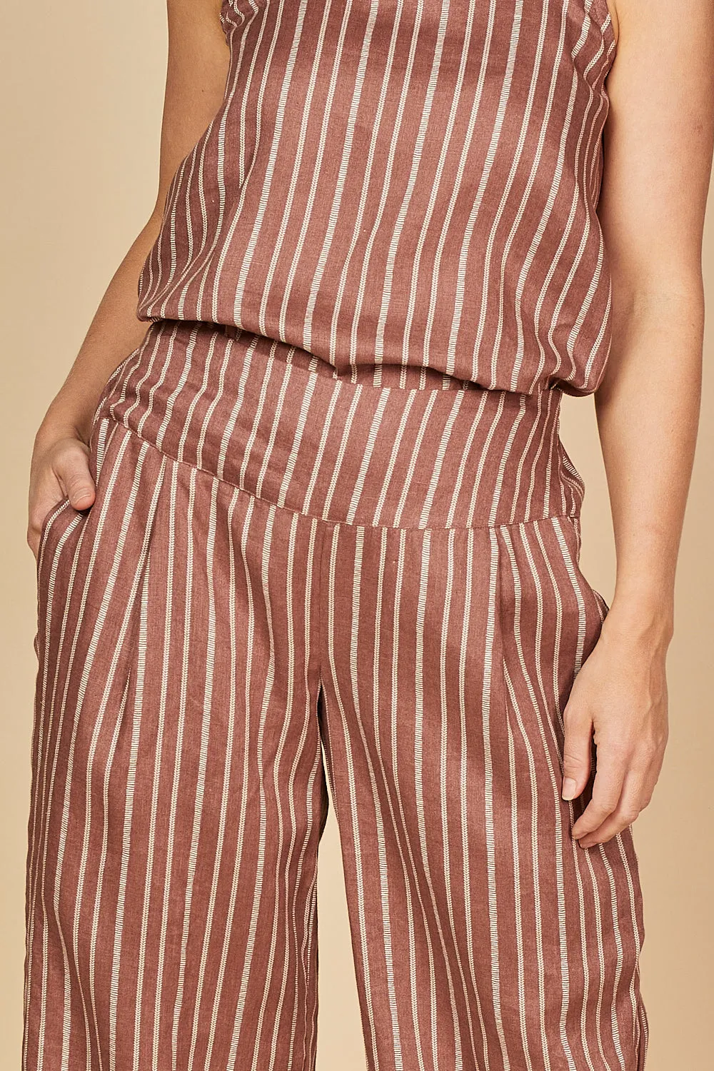 Liliana Linen Wide Leg Pant in Nutmeg sold by Adrift product image thumbnail 3