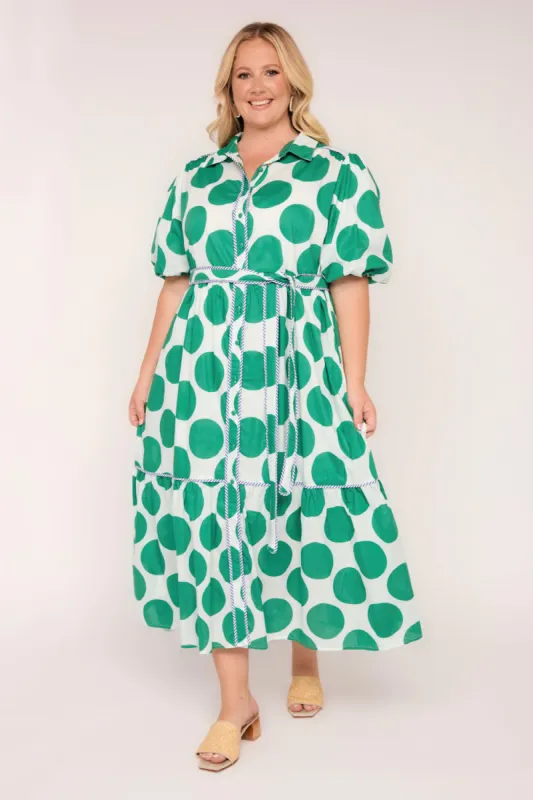 Ginette Maxi Dress in Polka Fest sold by Adrift