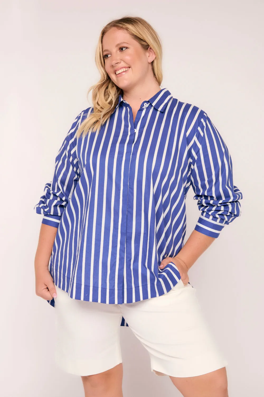 Oversized Boyfriend Shirt in St Tropez sold by Adrift product image thumbnail 2