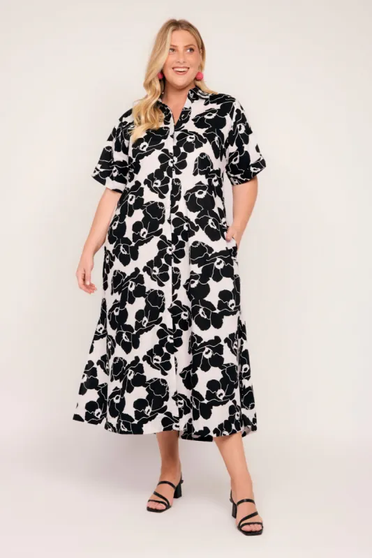 Gracie Shirt Dress in Carnival sold by Adrift