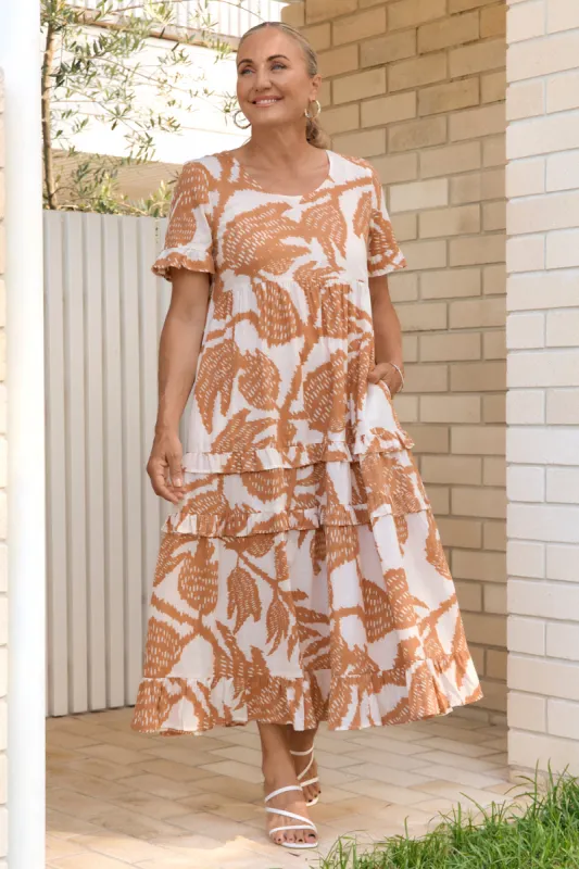 Sabre Frill Dress in Desert Palms sold by Adrift
