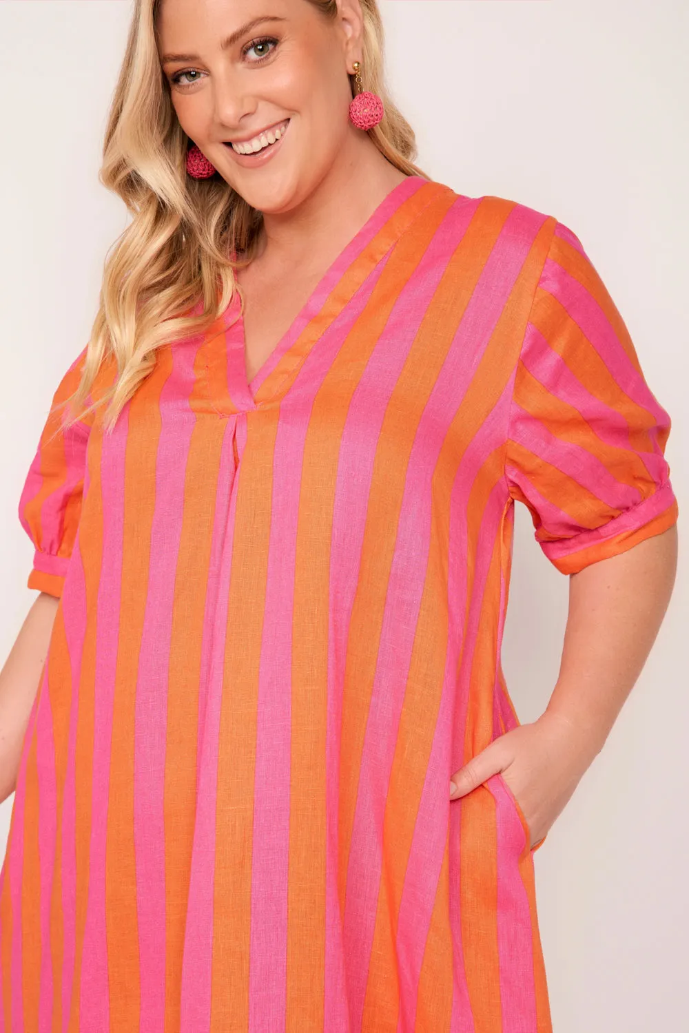 Kora A-Line Linen Midi Dress in Afterglow sold by Adrift product image thumbnail 4