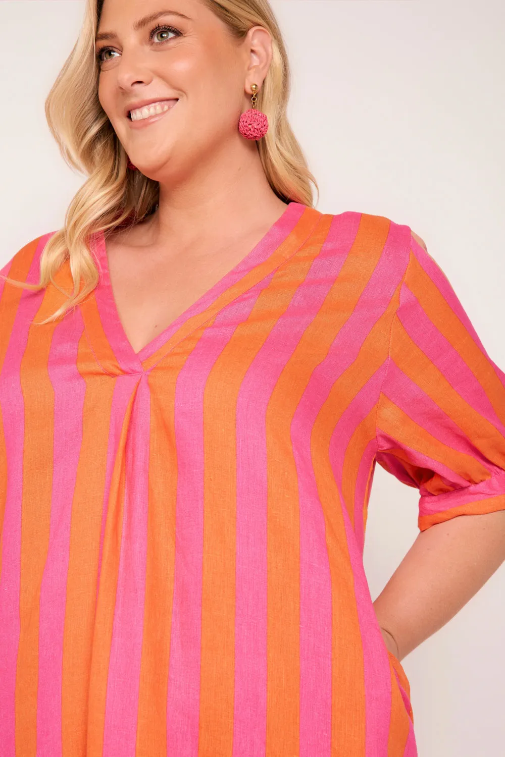 Kora A-Line Linen Midi Dress in Afterglow sold by Adrift product image thumbnail 2