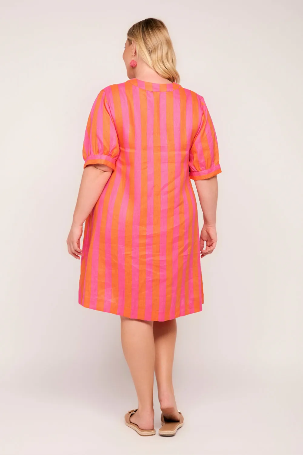 Kora A-Line Puff Sleeve Linen Dress in Afterglow sold by Adrift product image thumbnail 5
