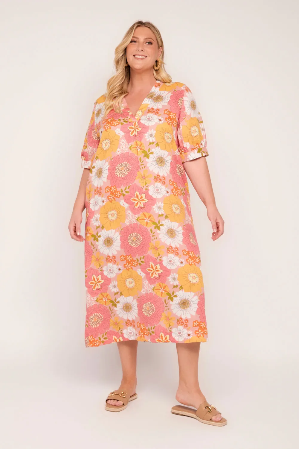 Kora A-Line Linen Midi Dress in Vienna sold by Adrift product image thumbnail 3