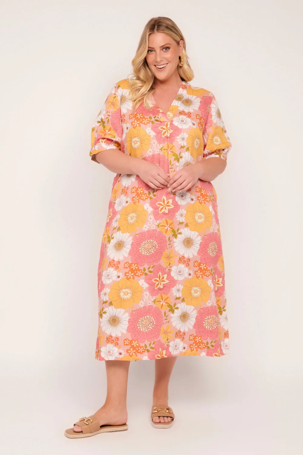 Kora A-Line Linen Midi Dress in Vienna sold by Adrift product image thumbnail 4