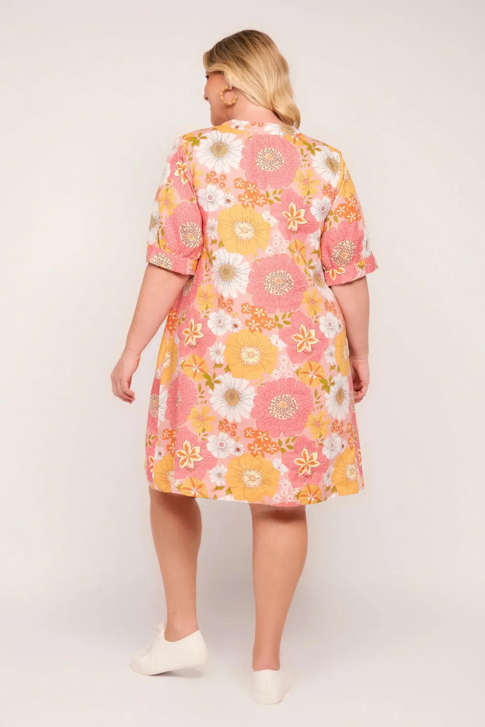 Kora A-Line Puff Sleeve Linen Dress in Vienna sold by Adrift product image thumbnail 5