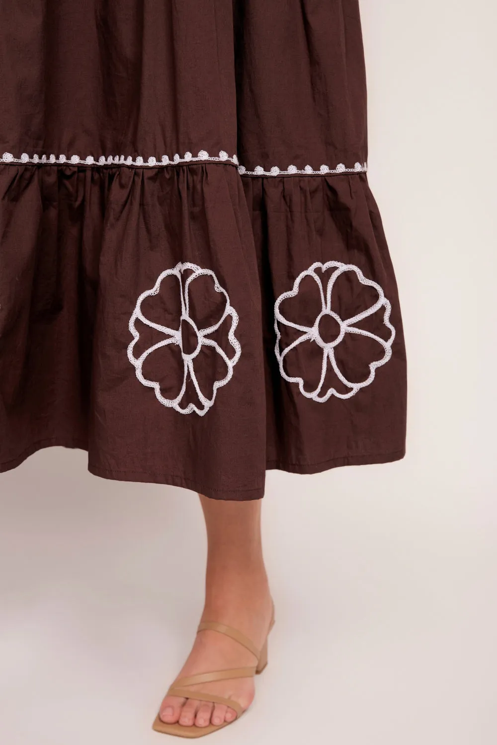 Sabre V-Neck Poplin Dress in Chocolate sold by Adrift product image thumbnail 4