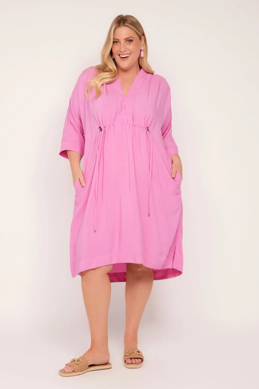 Finley Kaftan Short Dress in Pink sold by Adrift product image thumbnail 3