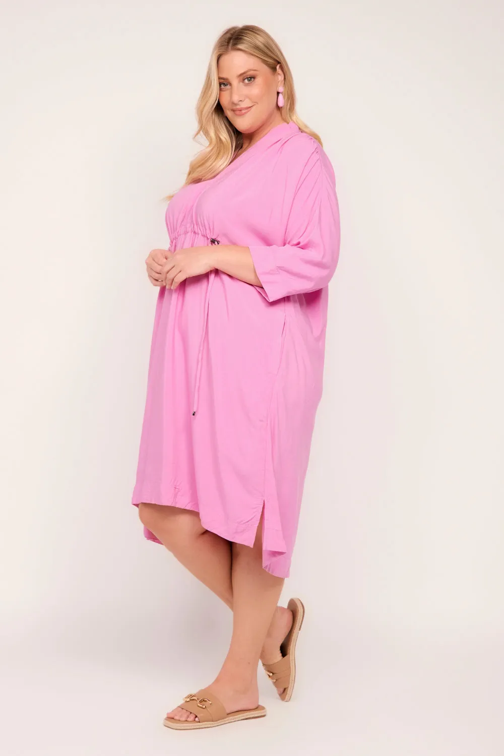 Finley Kaftan Short Dress in Pink sold by Adrift product image thumbnail 4