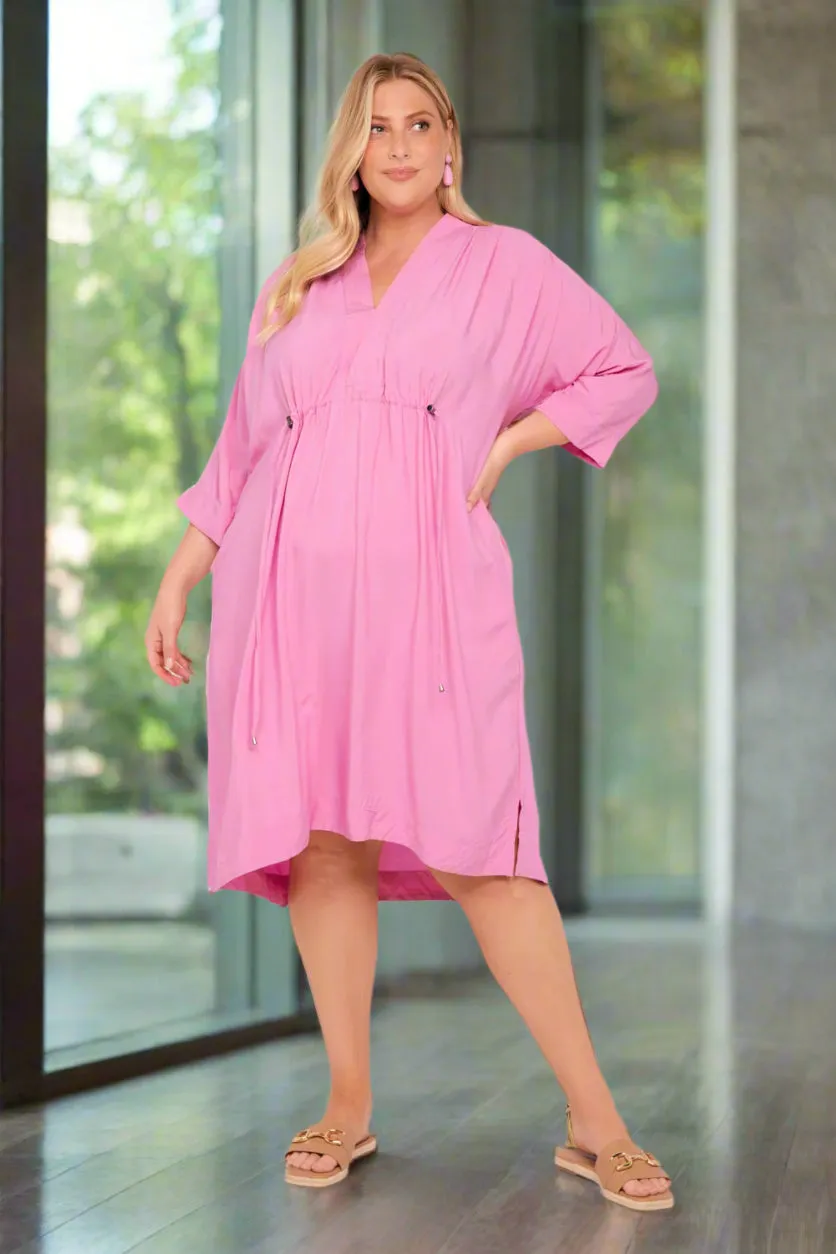 Finley Kaftan Short Dress in Pink sold by Adrift