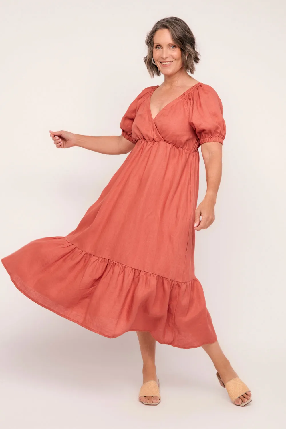 Alison Linen Midi Dress in Desert Rose sold by Adrift product image thumbnail 2