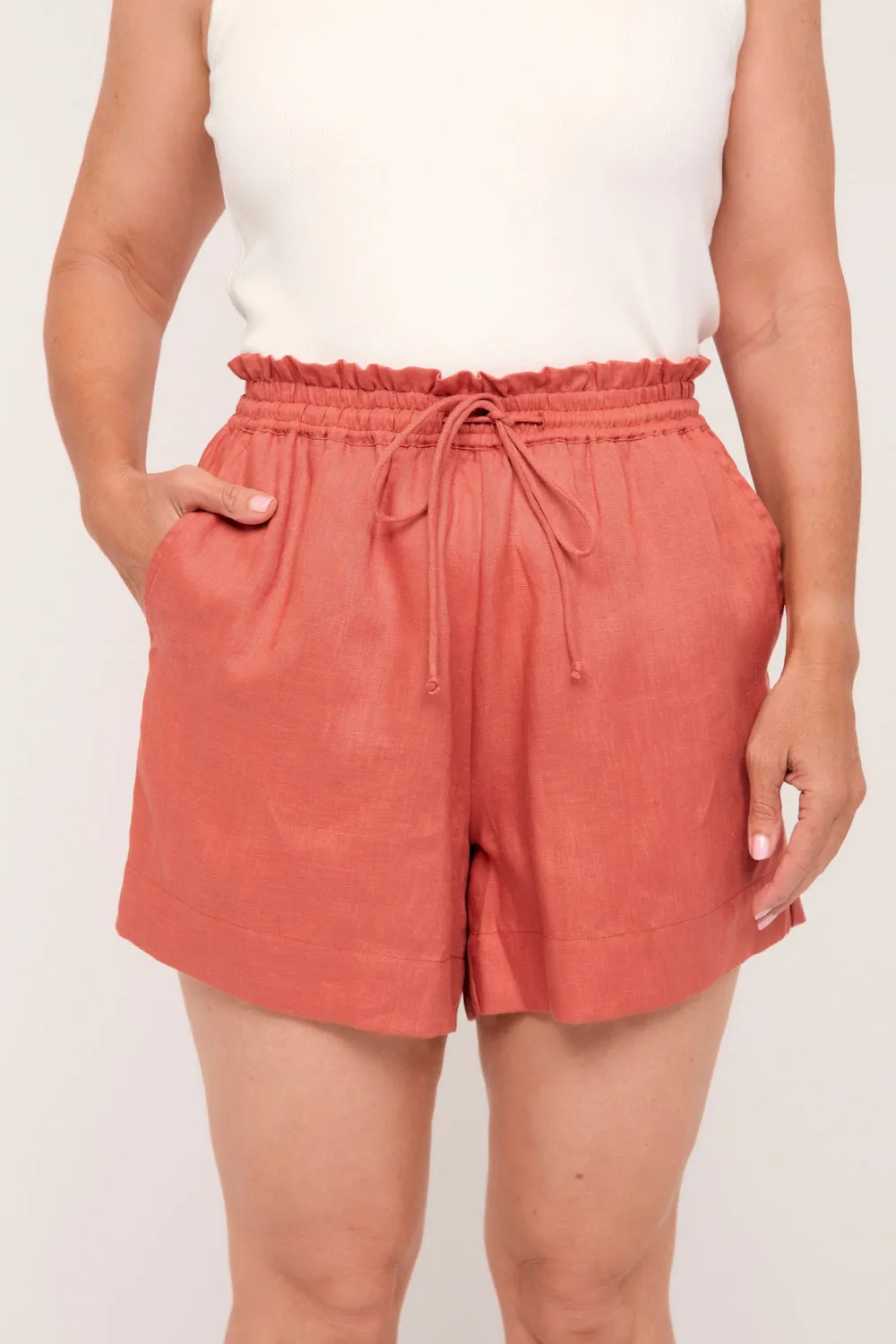 Lizey A-Line Linen Short in Desert Rose sold by Adrift product image thumbnail 3