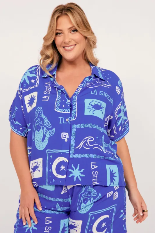 Carmen Shirt in Sea Breeze sold by Adrift