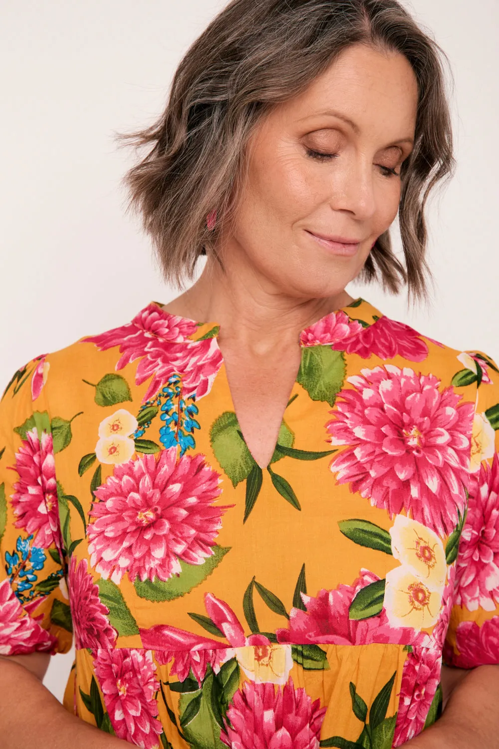 Sabre V-Neck Dress in Dreaming Dahlias sold by Adrift product image thumbnail 3