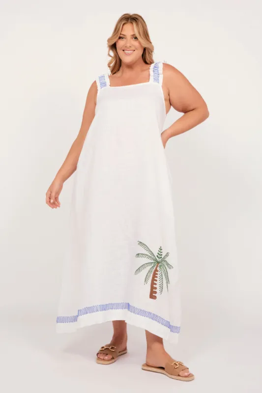 Claire Linen Maxi Dress in Island Breeze sold by Adrift