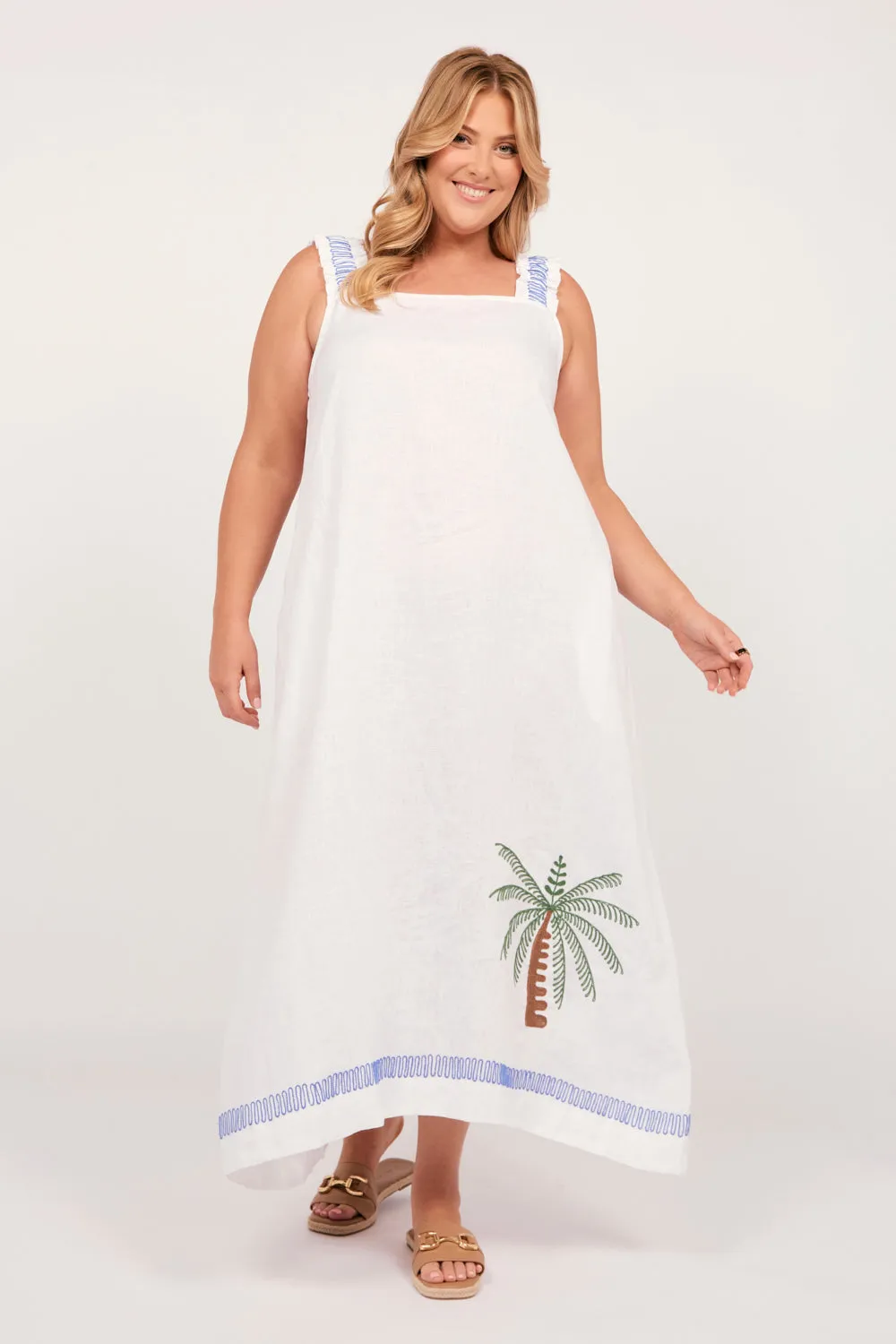 Claire Linen Maxi Dress in Island Breeze sold by Adrift product image thumbnail 3