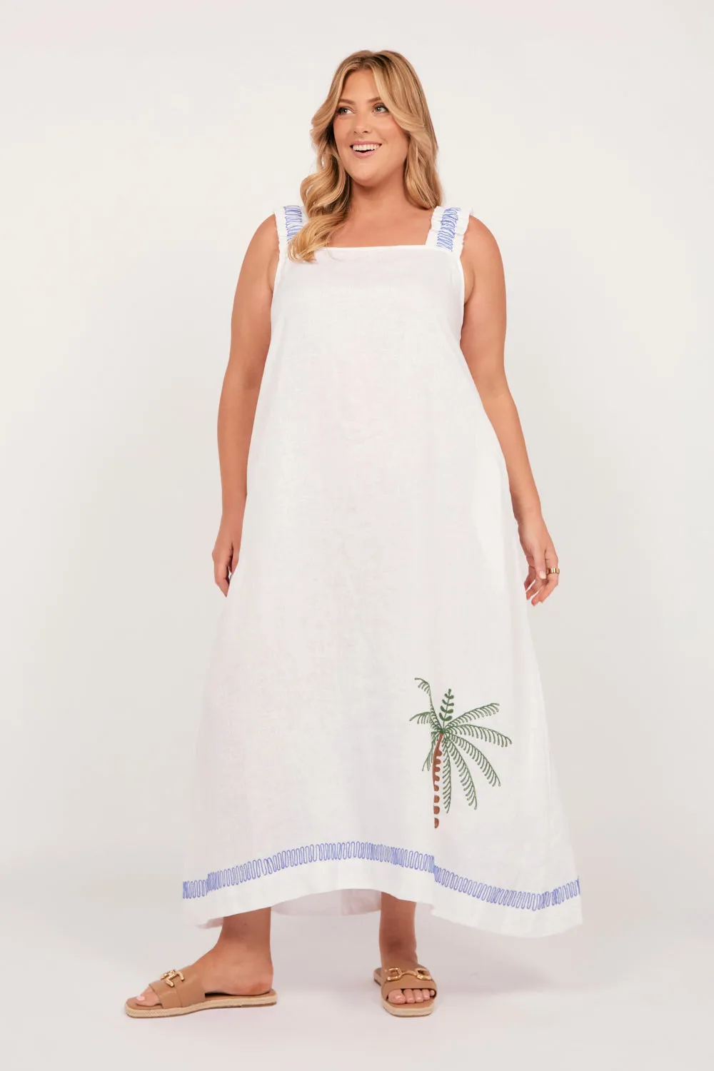 Claire Linen Maxi Dress in Island Breeze sold by Adrift product image thumbnail 5