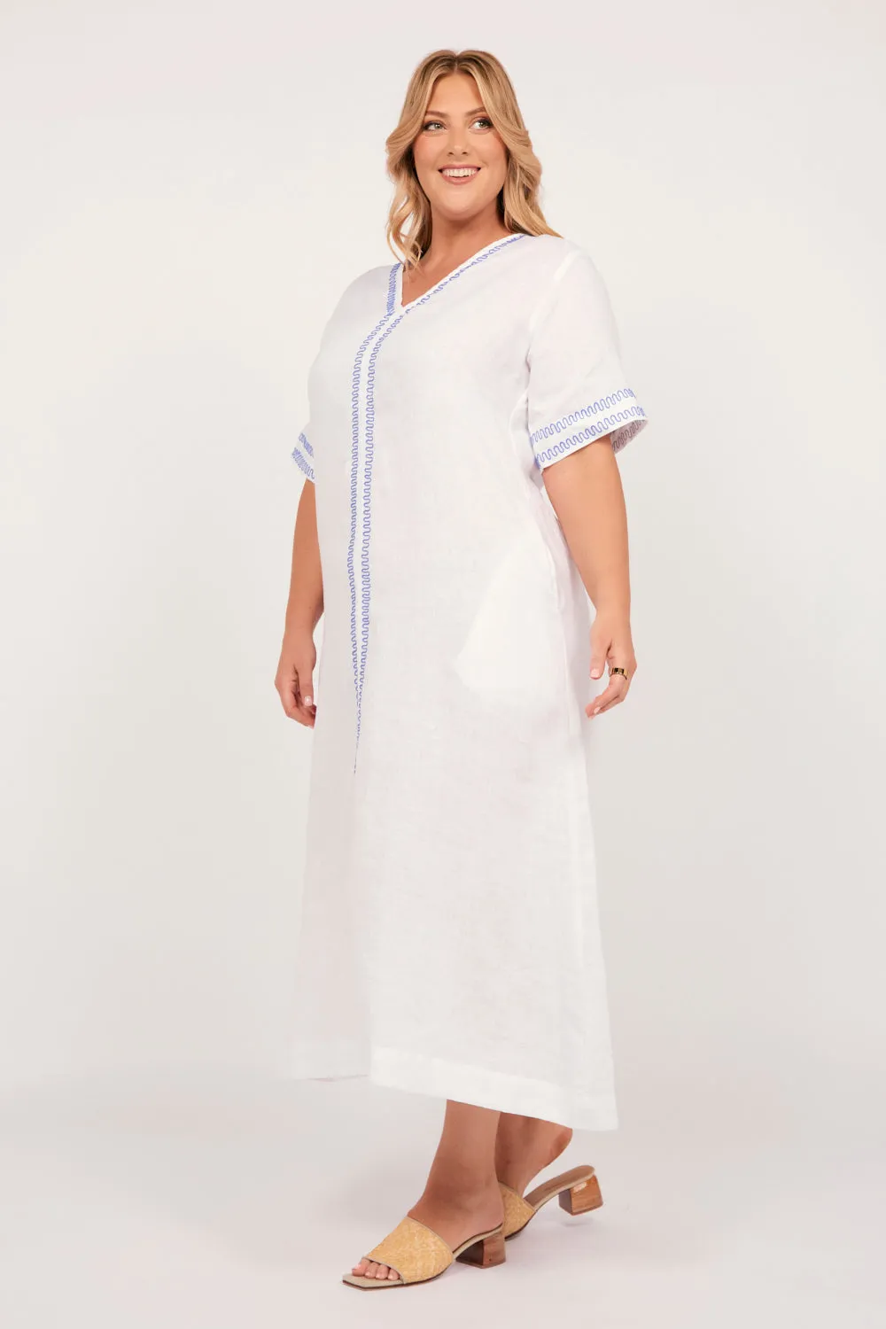 Tamara Linen Maxi Dress in Island Breeze sold by Adrift product image thumbnail 5