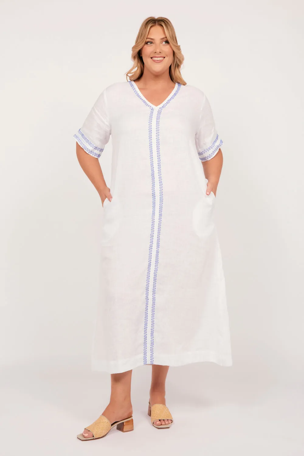 Tamara Linen Maxi Dress in Island Breeze sold by Adrift product image thumbnail 4