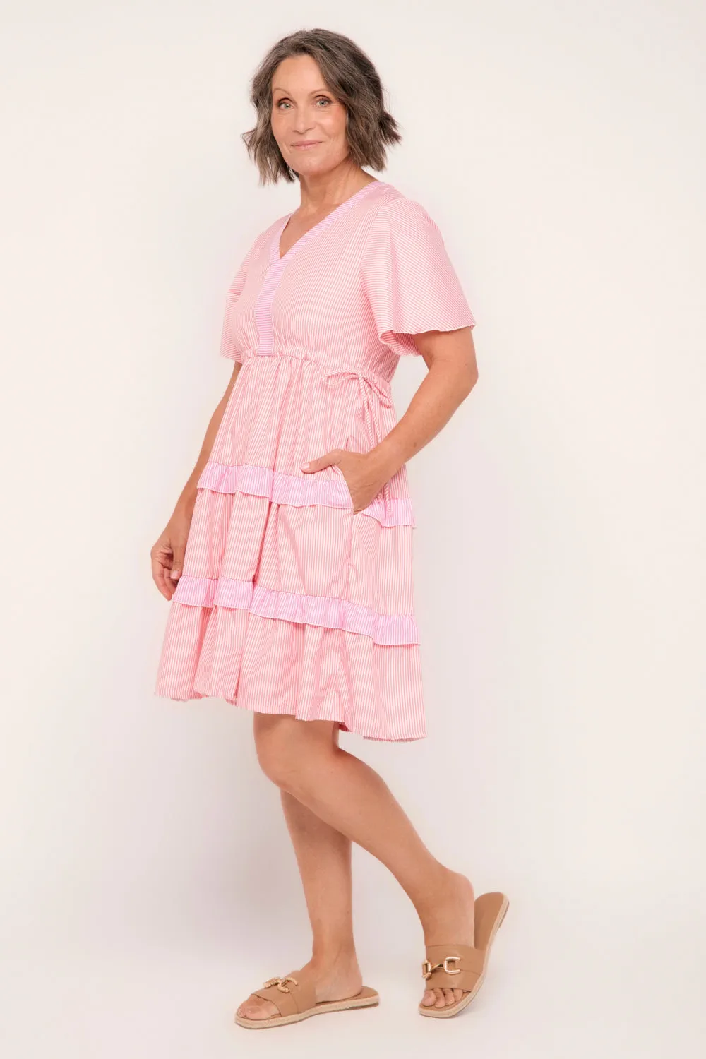 Iris Short Dress in Sunrise Stripes sold by Adrift product image thumbnail 4