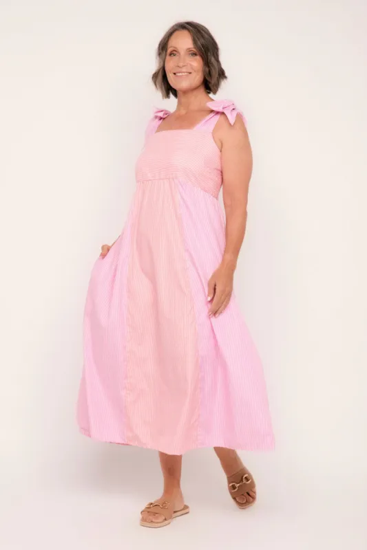 Solene Sun Dress in Sunrise Stripes sold by Adrift