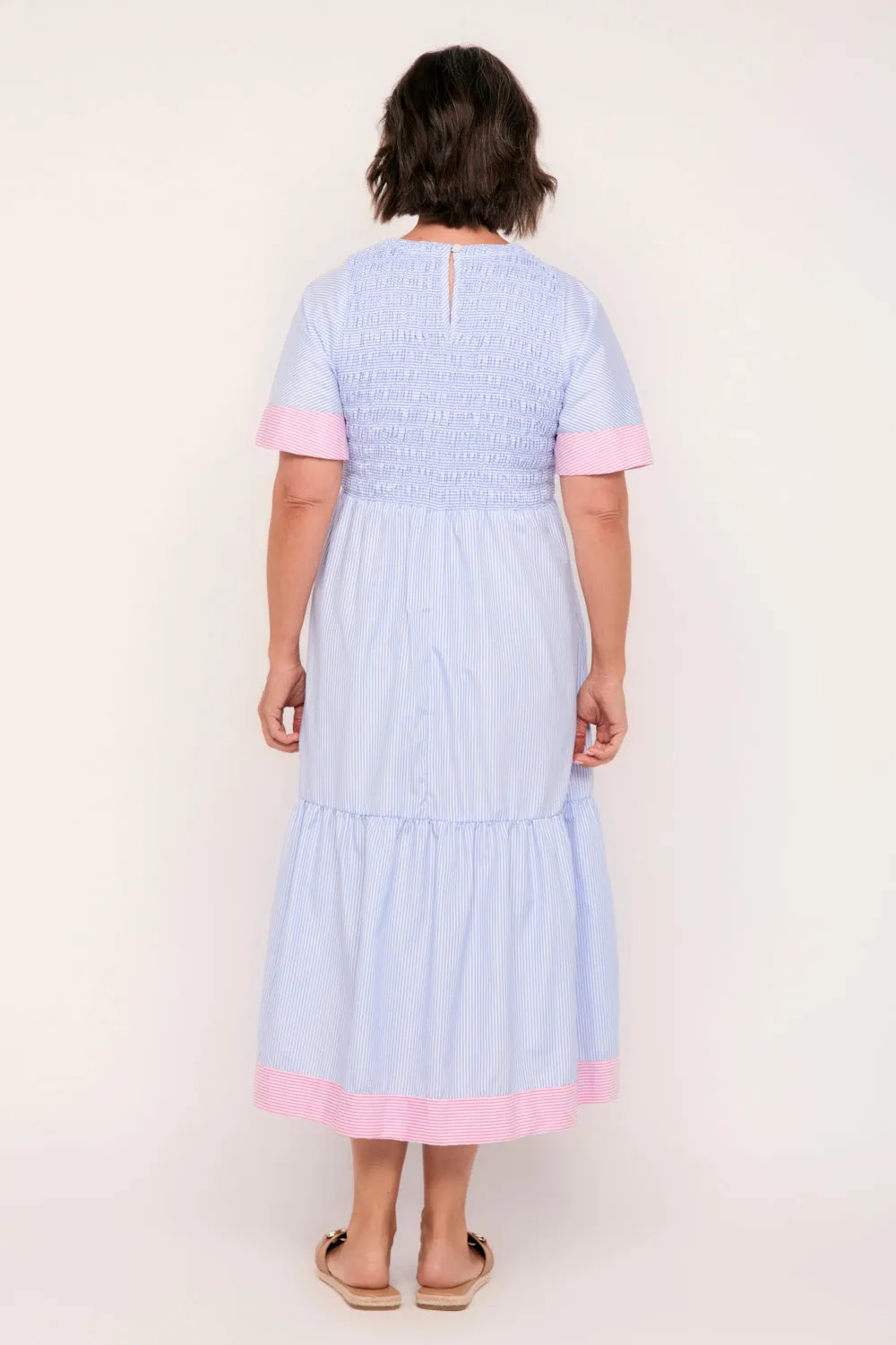 Minden Midi Flutter Sleeve Dress in Sunny Day Stripes sold by Adrift product image thumbnail 5