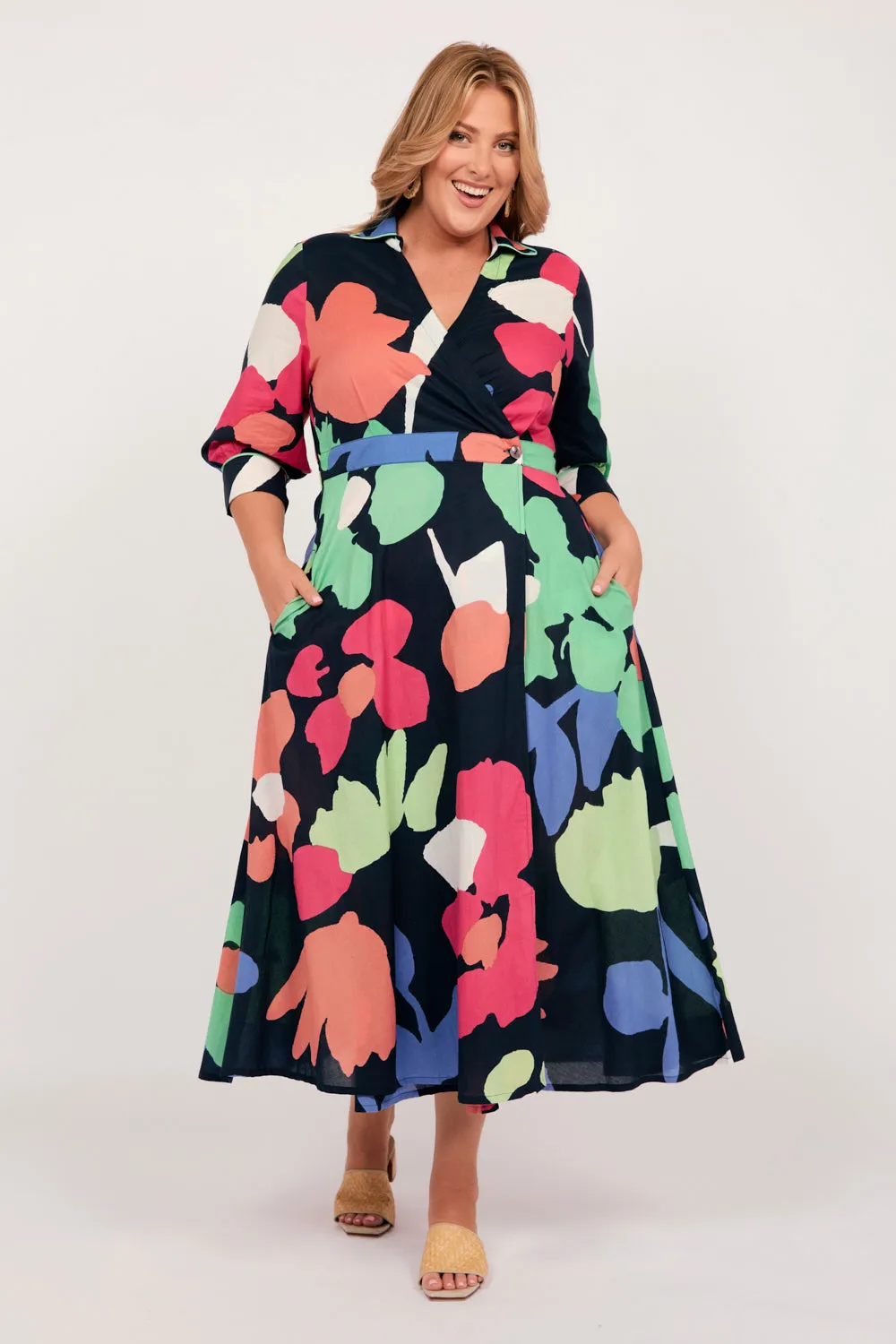 Wendy Wrap Dress in Daydream sold by Adrift