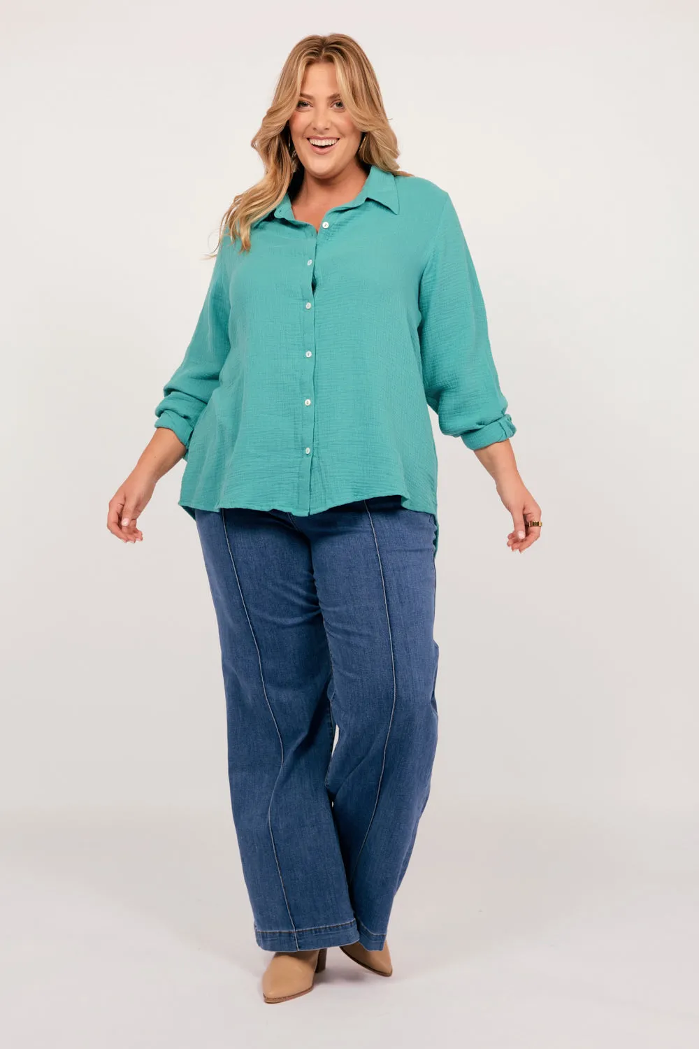 Oversized Boyfriend Shirt in Peacock Parade sold by Adrift product image thumbnail 4