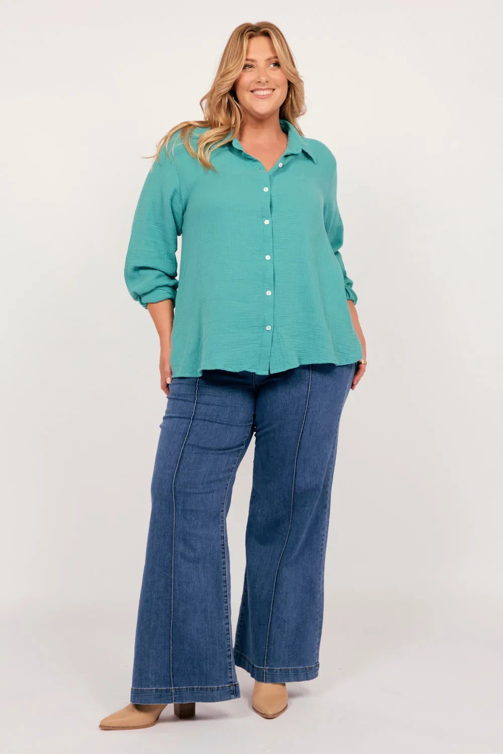 Oversized Boyfriend Shirt in Peacock Parade sold by Adrift product image thumbnail 2