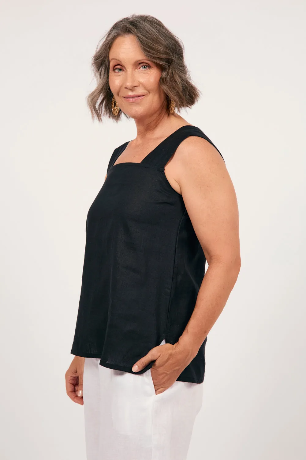 Bec Linen Top in Black sold by Adrift product image thumbnail 4