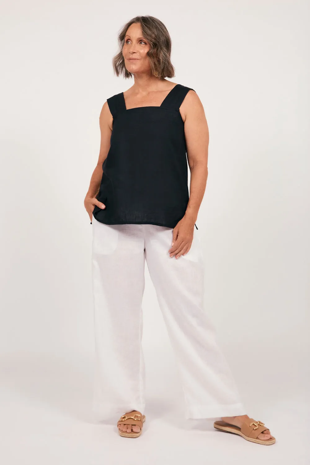 Bec Linen Top in Black sold by Adrift product image thumbnail 2