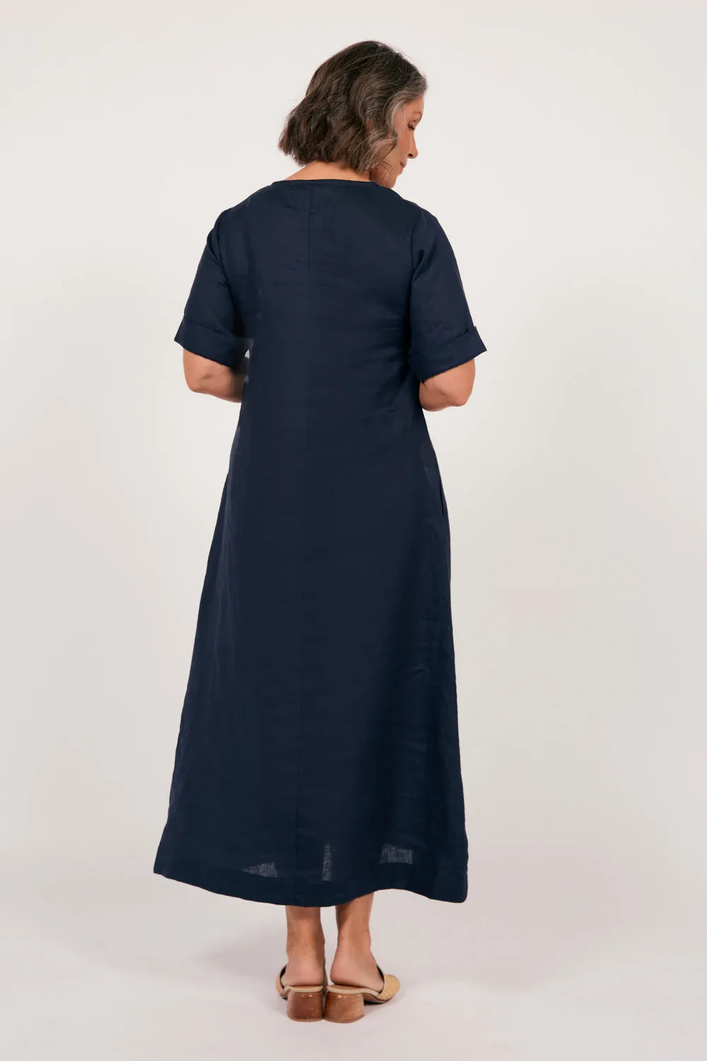 Tamara Linen V-Neck Dress in Navy sold by Adrift product image thumbnail 5