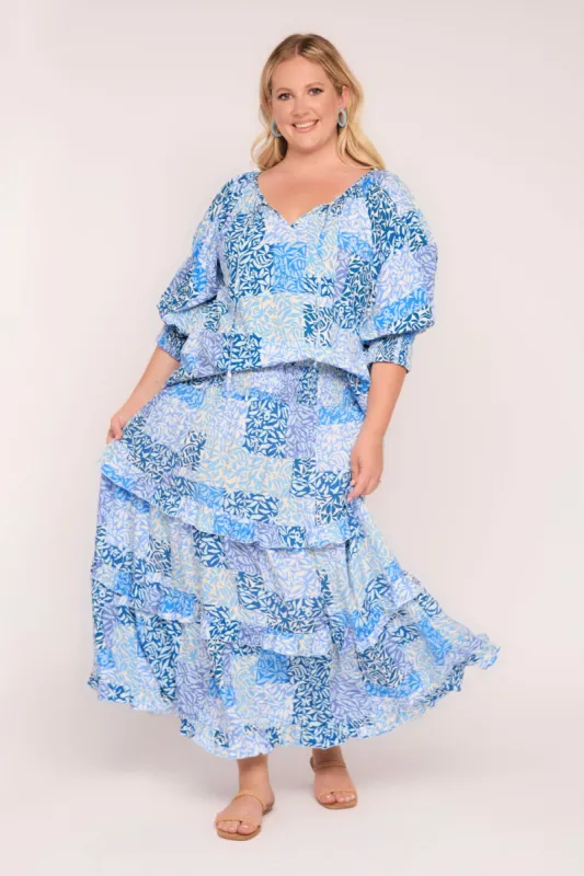 Aaliyah Frill Skirt in Salty Seas sold by Adrift