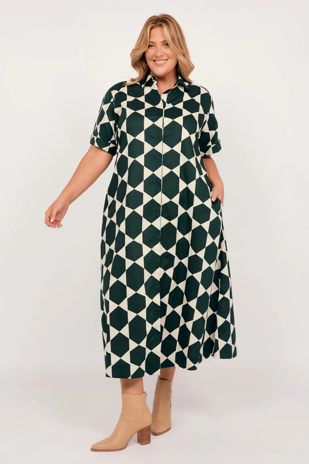 Gracie Shirt Dress in Golden Lime sold by Adrift product image thumbnail 4