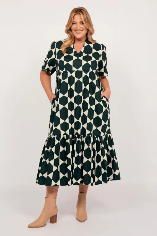 Sabre V-Neck Dress in Golden Lime sold by Adrift