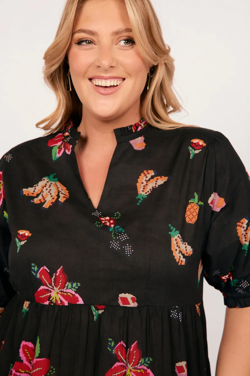 Sabre V-Neck Dress in Tapestry Blooms sold by Adrift product image thumbnail 4