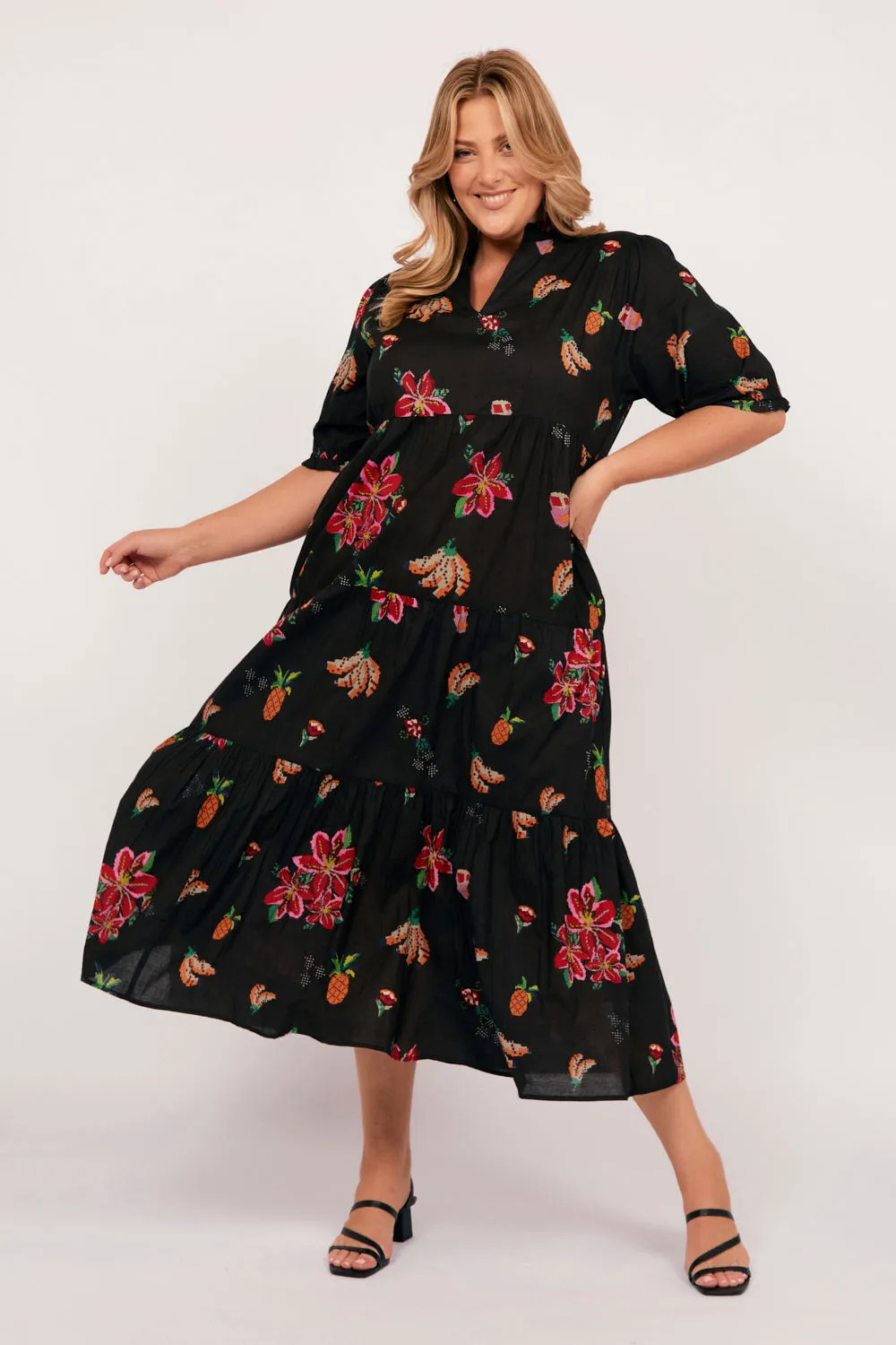 Sabre V-Neck Dress in Tapestry Blooms sold by Adrift product image thumbnail 3