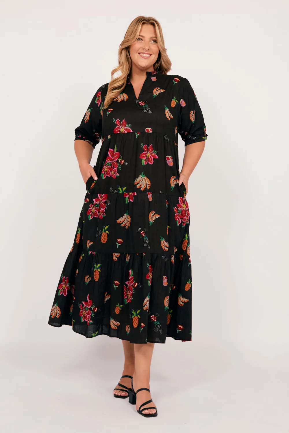 Sabre V-Neck Dress in Tapestry Blooms sold by Adrift product image thumbnail 2