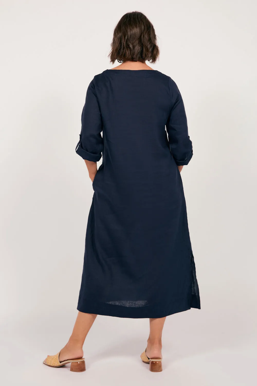Jarla Linen Midi Dress in Navy sold by Adrift product image thumbnail 5