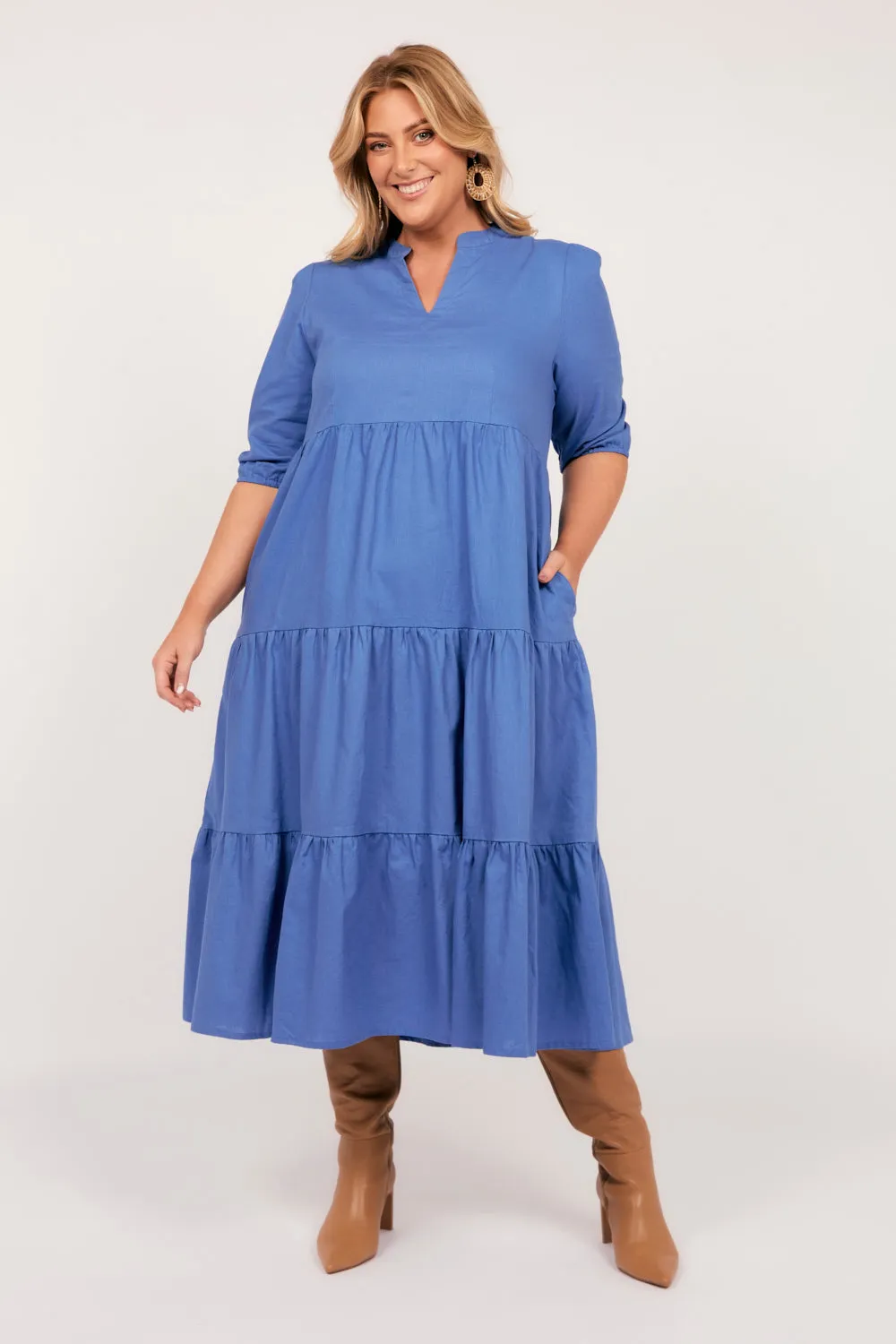 Sabre V-Neck Dress in Yale Blue sold by Adrift product image thumbnail 2