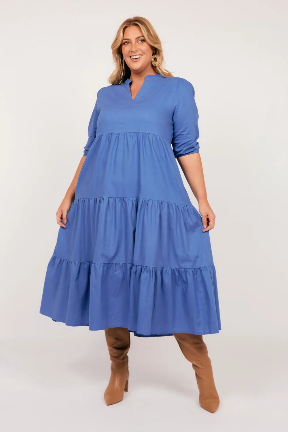 Sabre V-Neck Dress in Yale Blue sold by Adrift product image thumbnail 4