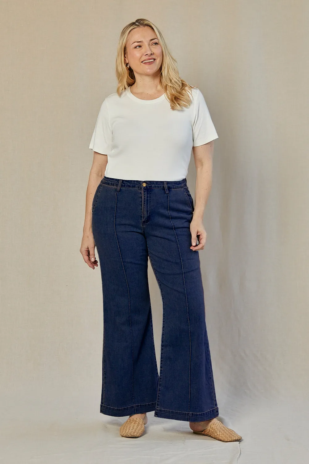 Adrift Denim Wide Leg Jeans in Dark Wash sold by Adrift