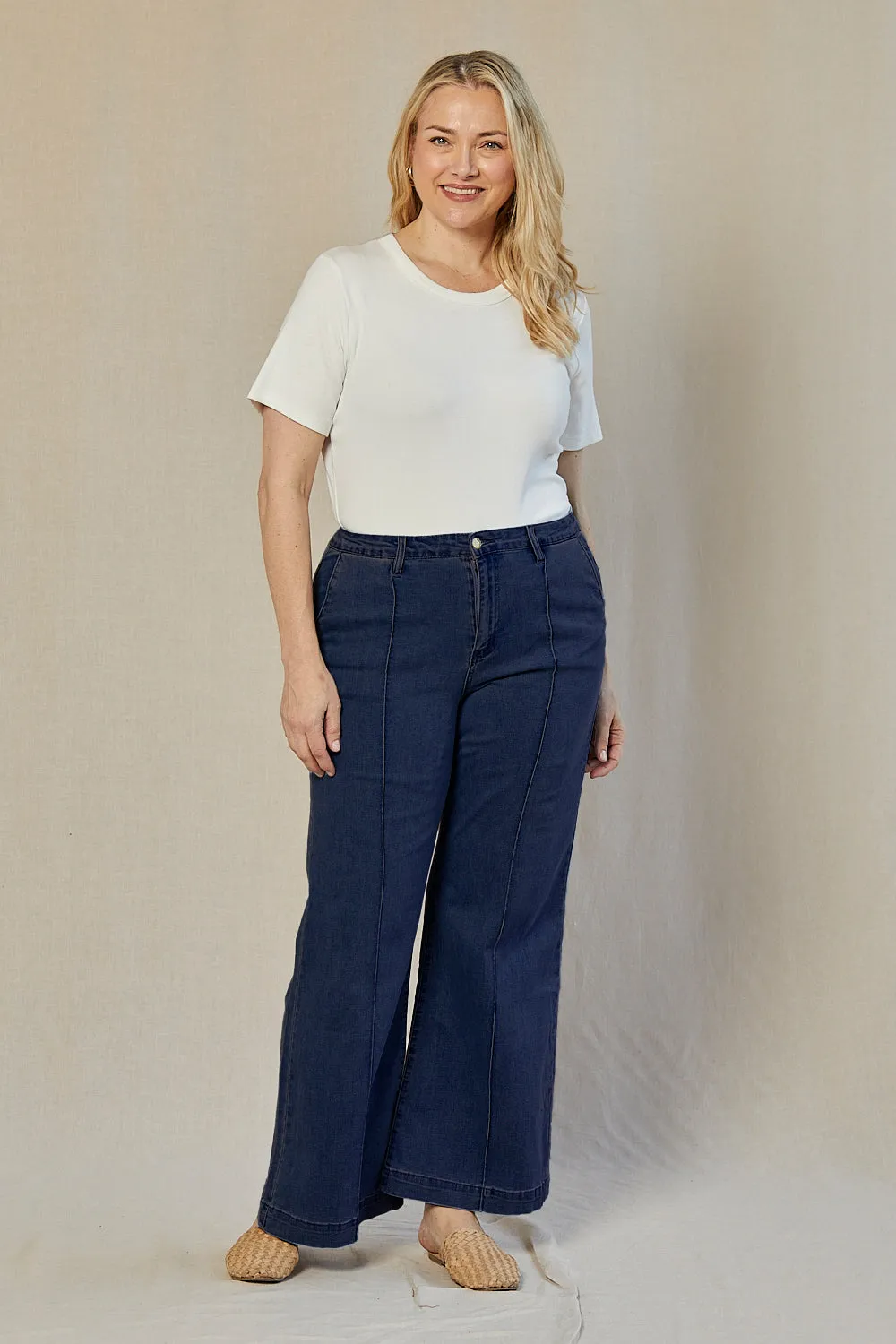 Adrift Denim Wide Leg Jeans in Dark Wash sold by Adrift product image thumbnail 3