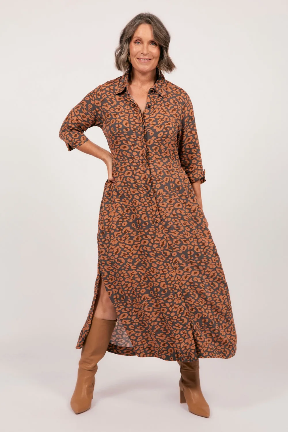 Gracie 3/4 Sleeve Dress in Cheetah sold by Adrift product image thumbnail 4