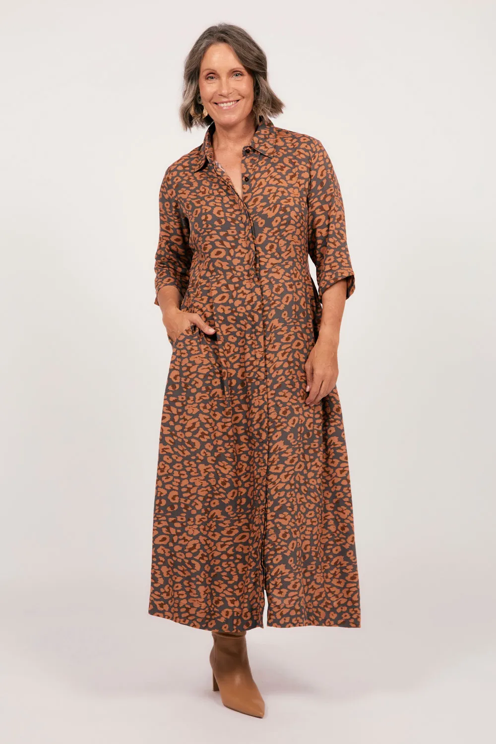 Gracie 3/4 Sleeve Dress in Cheetah sold by Adrift